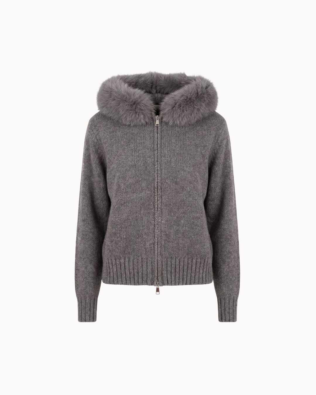Avelaria - kuschlige Strickjacke mit Fellkragen