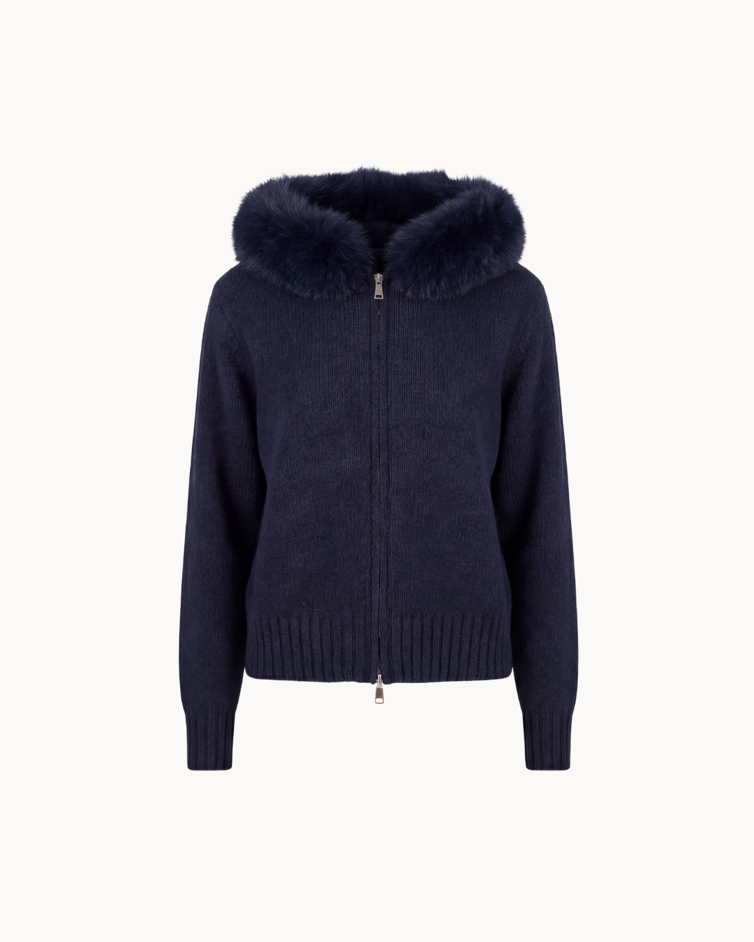 Avelaria - kuschlige Strickjacke mit Fellkragen